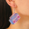 Ballet Dancing Cat Wood Earrings For Women 14K Gold Ear Needle Engraved Animal Zodiac Jewelry