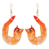 Ballet Dancing Cat Wood Earrings For Women 14K Gold Ear Needle Engraved Animal Zodiac Jewelry