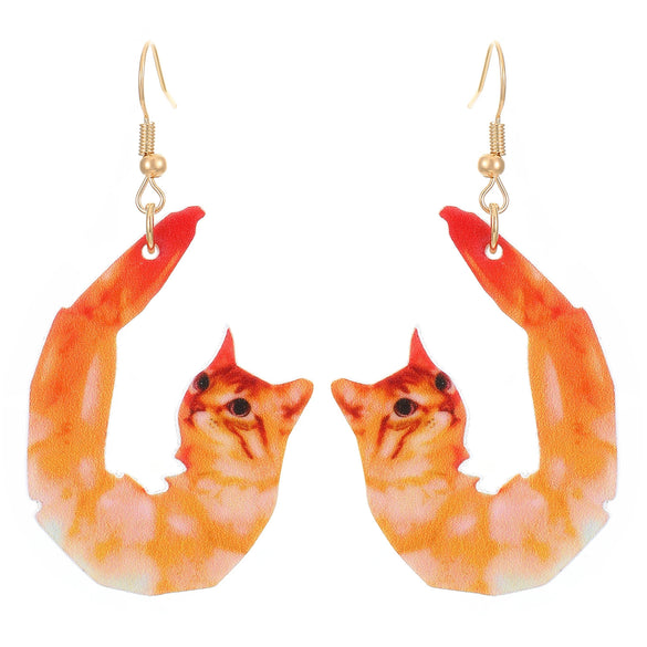 Ballet Dancing Cat Wood Earrings For Women 14K Gold Ear Needle Engraved Animal Zodiac Jewelry