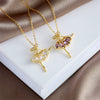 Ballet Girl Necklace Copper Titanium Steel With Cartoon Characters Mixed Gem Inlay Electroplating Ochain For Women Light Luxury Style