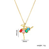 Ballet Girl Necklace Copper Titanium Steel With Cartoon Characters Mixed Gem Inlay Electroplating Ochain For Women Light Luxury Style
