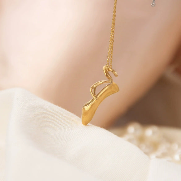 Ballet Shoes Pendant Necklace Copper 18K Gold Plated Geometric Style For Women
