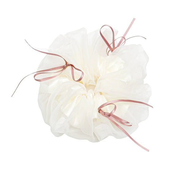 Ballet Style Mesh Ribbon Bow Hair Ring Handmade Fabric High Elasticity Women's Hair Accessories