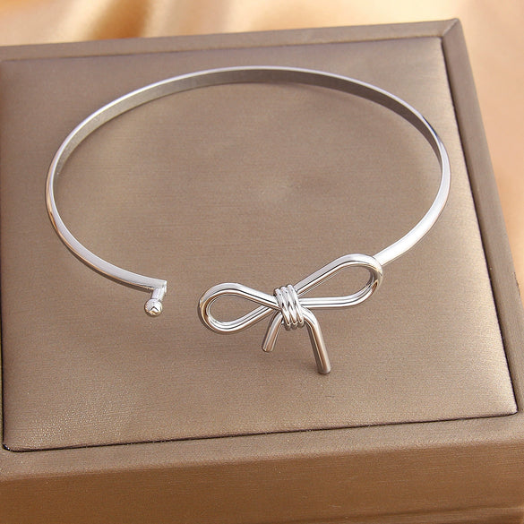 Ballet Style Sweet Simple Copper Real Gold Electroplated Bow Bracelet Jewelry For Women