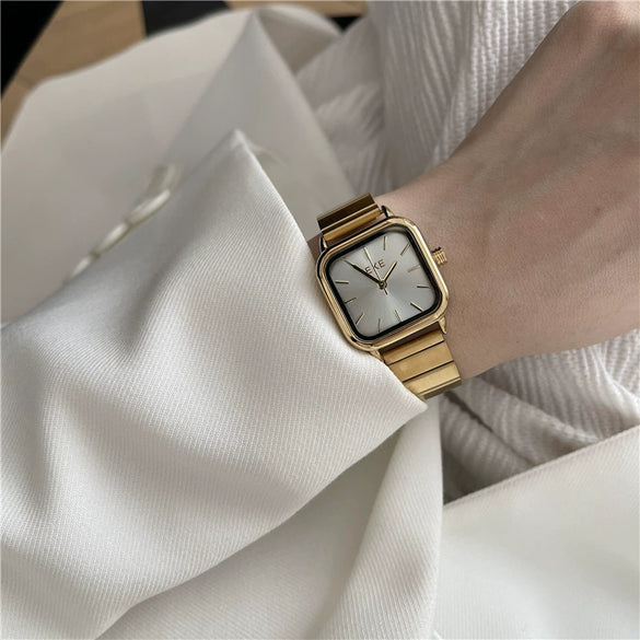 Bamboo Belt Square Dial Watch Alloy Case Ordinary Glass Mirror Retro Literary Leisure Women's Watch