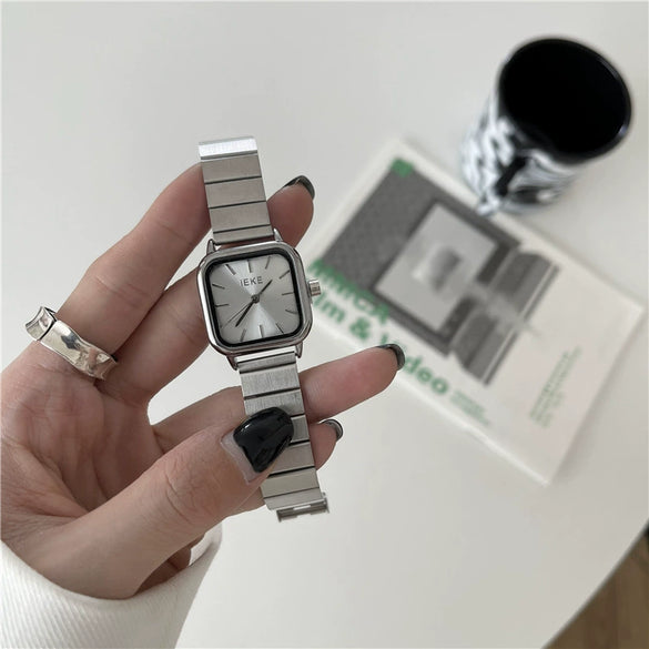 Bamboo Belt Square Dial Watch Alloy Case Ordinary Glass Mirror Retro Literary Leisure Women's Watch
