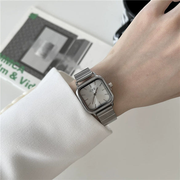 Bamboo Belt Square Dial Watch Alloy Case Ordinary Glass Mirror Retro Literary Leisure Women's Watch