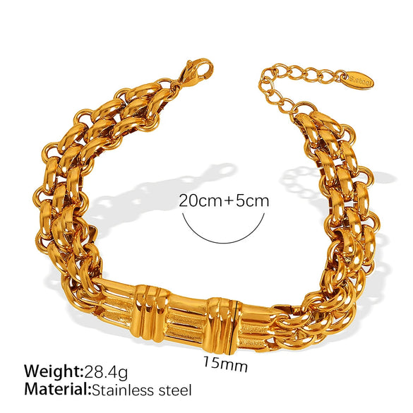 Bamboo Necklace And Bracelet Set 316L Stainless Steel Electroplated Fashion Style