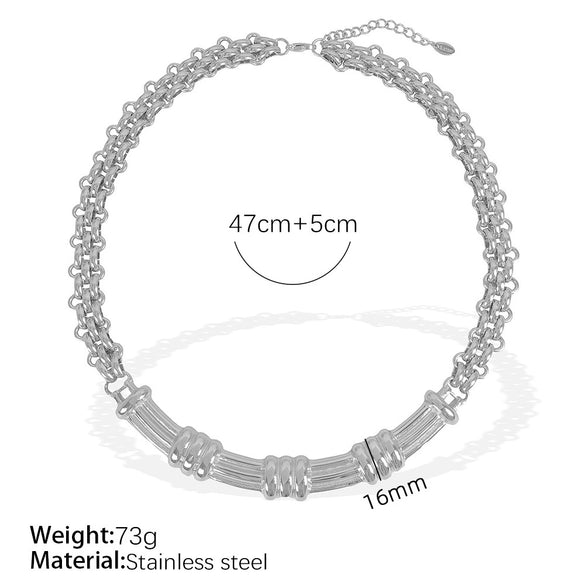 Bamboo Necklace And Bracelet Set 316L Stainless Steel Electroplated Fashion Style