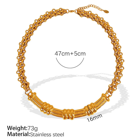 Bamboo Necklace And Bracelet Set 316L Stainless Steel Electroplated Fashion Style