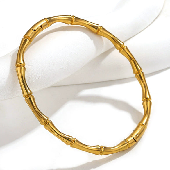 Bamboo Style Stainless Steel Electroplated Female Bracelet