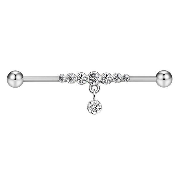 Barbell Earrings Stainless Steel Star Design Electroplated