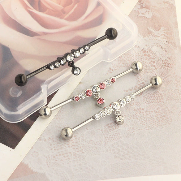 Barbell Earrings Stainless Steel Star Design Electroplated