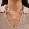 Baroque Fashion Cut Natural Stone Freshwater Pearl Pendant Necklace With Colorful Beaded Titanium Steel 18K Gold Plated In Geometric Design