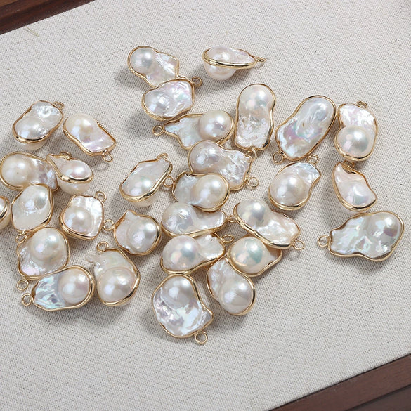 Baroque Fishtail Gilt Copper Goldplated Natural Freshwater Pearl Pendant Earrings Accessories
