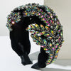 Baroque Fleece Woven Headband With Rhinestone And Maple Leaf Design For Women