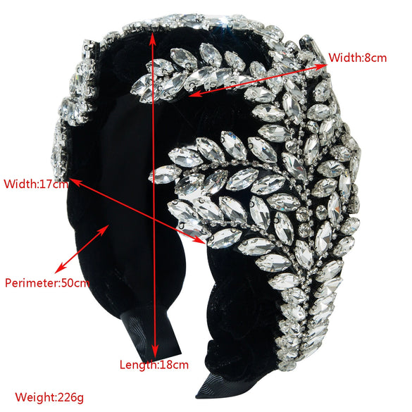 Baroque Fleece Woven Headband With Rhinestone And Maple Leaf Design For Women