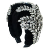 Baroque Fleece Woven Headband With Rhinestone And Maple Leaf Design For Women