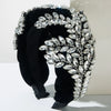 Baroque Fleece Woven Headband With Rhinestone And Maple Leaf Design For Women