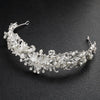 Baroque Floral Rhinestone Pearl Bridal Headband Alloy Electroplated Wedding Hair Crown For Women