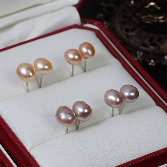 Baroque Freshwater Pearl Alien Shape Stud Earrings S925 Sterling Silver Needle Jewelry