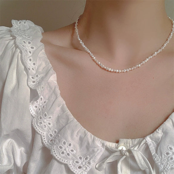 Baroque Freshwater Pearl Asymmetrical Clavicle Necklace For Women