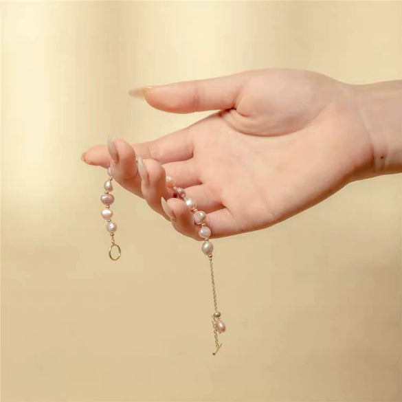 Baroque Freshwater Pearl Bracelet Copper Handmade Women's Light Luxury Style