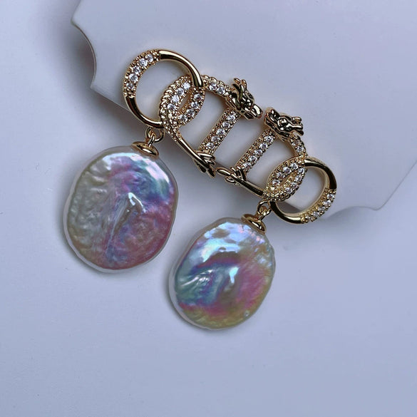 Baroque Freshwater Pearl Earrings For Women S925 Silver Needle Special Shape