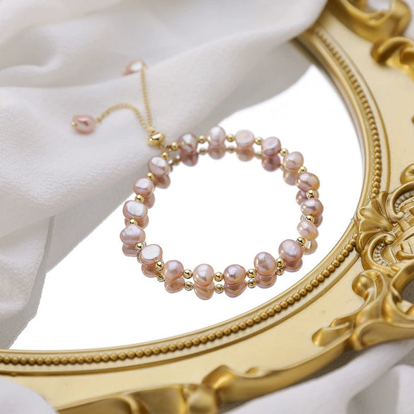 Baroque Freshwater Pearl Handmade Geometric Women's Bracelet