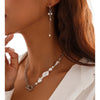 Baroque Imitation Pearl Necklace Earrings Alloy Metal Chain Electroplated Geometric Joker Style