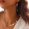Baroque Imitation Pearl Necklace Earrings Alloy Metal Chain Electroplated Geometric Joker Style