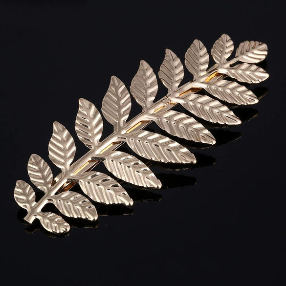 Baroque Leaf Iron Hairpin Side Clip For Women Electroplated Headwear