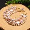 Baroque Natural Freshwater Pearl Retro Non Fading Handmade Electroplated Women's Bracelet With Geometric Styling