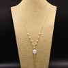 Baroque Natural Pearl 925 Sterling Silver Handmade Beaded Tassel Clavicle Chain Necklace With Flower Pattern For Women
