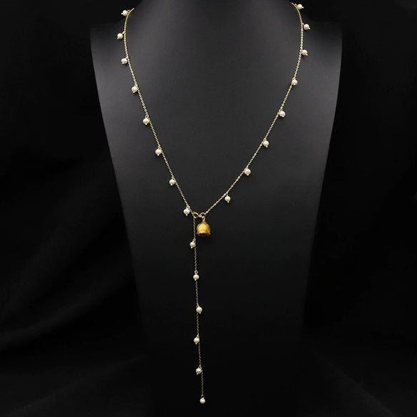Baroque Natural Pearl 925 Sterling Silver Handmade Beaded Tassel Clavicle Chain Necklace With Flower Pattern For Women
