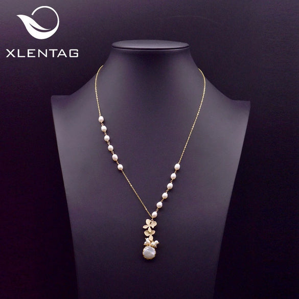 Baroque Natural Pearl 925 Sterling Silver Handmade Beaded Tassel Clavicle Chain Necklace With Flower Pattern For Women
