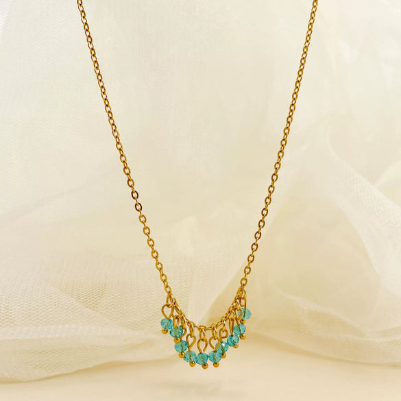 Baroque Pearl Crystal Stone Minimalist Exquisite Titanium Steel Necklace With Electroplating
