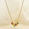 Baroque Pearl Crystal Stone Minimalist Exquisite Titanium Steel Necklace With Electroplating