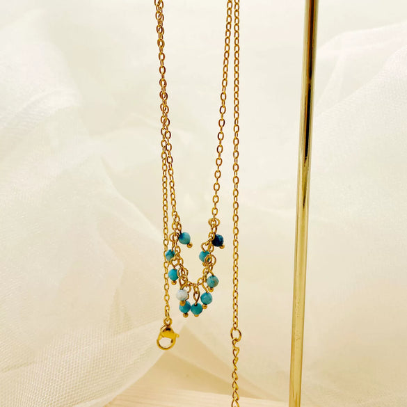 Baroque Pearl Crystal Stone Minimalist Exquisite Titanium Steel Necklace With Electroplating