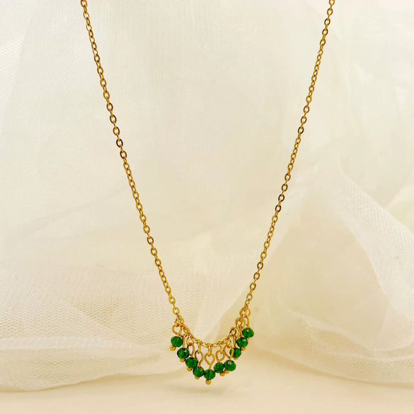 Baroque Pearl Crystal Stone Minimalist Exquisite Titanium Steel Necklace With Electroplating