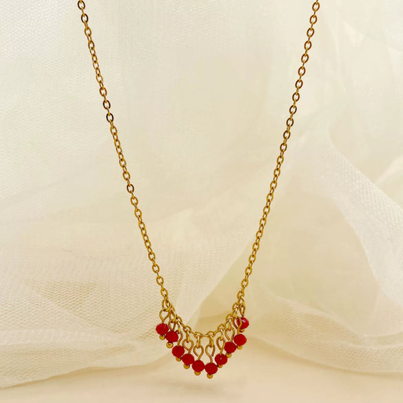 Baroque Pearl Crystal Stone Minimalist Exquisite Titanium Steel Necklace With Electroplating