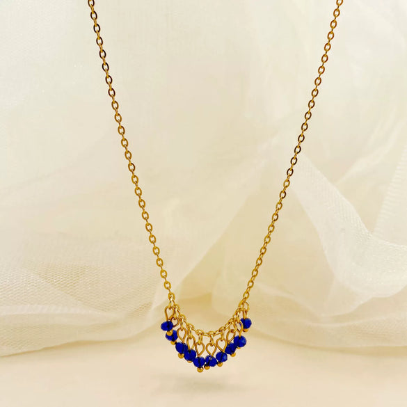 Baroque Pearl Crystal Stone Minimalist Exquisite Titanium Steel Necklace With Electroplating