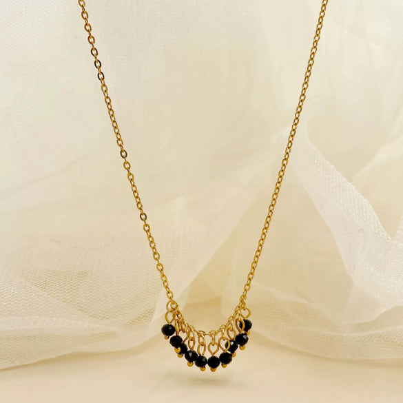 Baroque Pearl Crystal Stone Minimalist Exquisite Titanium Steel Necklace With Electroplating