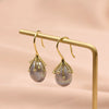 Baroque Pearl Earrings For Women 925 Silver Needle 18K Real Gold Electroplated Geometric Style