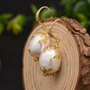 Baroque Pearl Earrings For Women 925 Silver Needle 18K Real Gold Electroplated Geometric Style