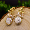 Baroque Pearl Earrings For Women 925 Silver Needle 18K Real Gold Electroplated Geometric Style