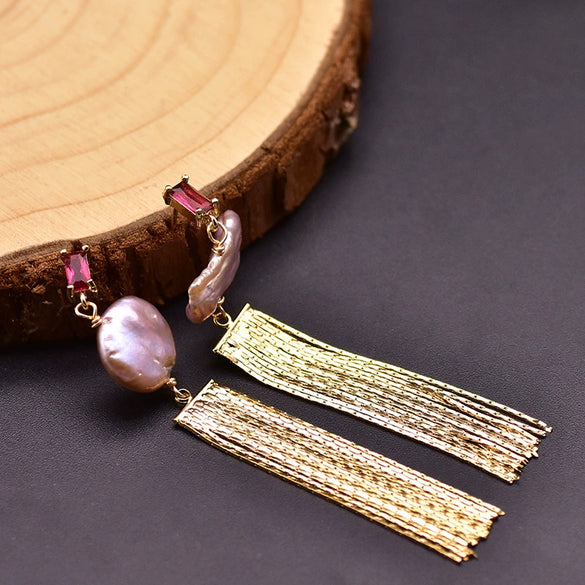 Baroque Pearl Tassel Earrings With 925 Silver Needle Retro Niche Temperament Jewelry For Women Original Design Geometric Shape Natural Pearl Wholesale