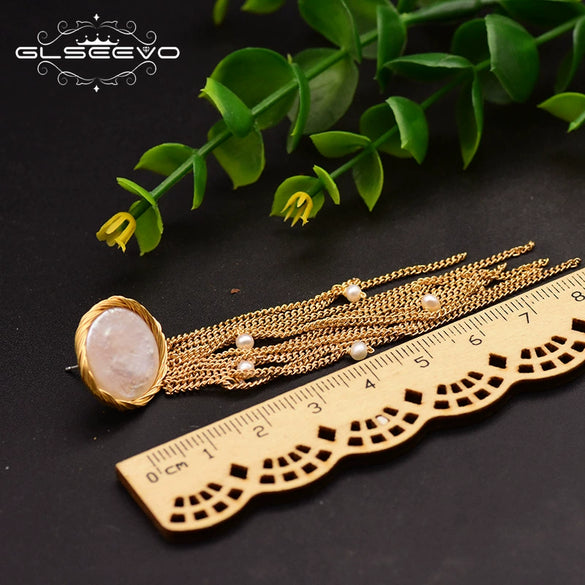 Baroque Pearl Tassel Earrings With 925 Silver Needle Retro Niche Temperament Jewelry For Women Original Design Geometric Shape Natural Pearl Wholesale