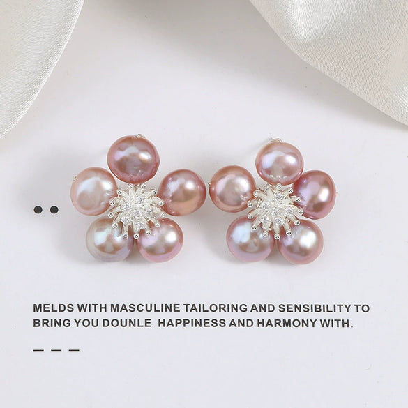 Baroque Petal Pearl Earrings S925 Silver Needle Handwoven Alien Shape Natural Freshwater Pearls For Women