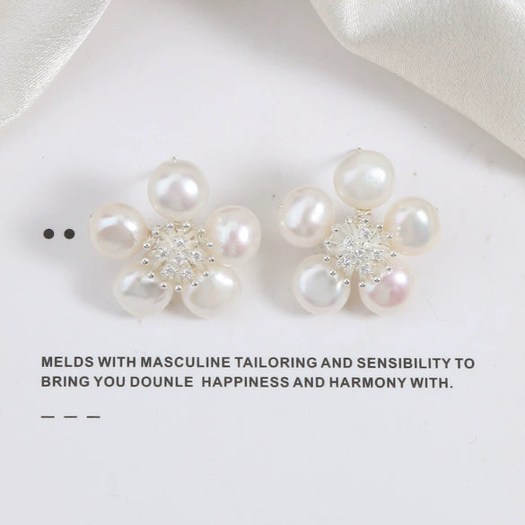 Baroque Petal Pearl Earrings S925 Silver Needle Handwoven Alien Shape Natural Freshwater Pearls For Women